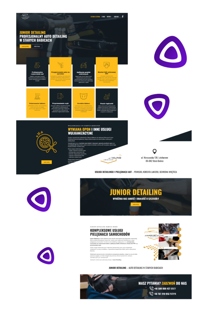 Strona www dla detailingu samochodowego JUNIOR DETAILING
